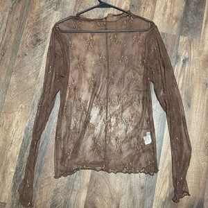 Brown lace long sleeve free people dupe